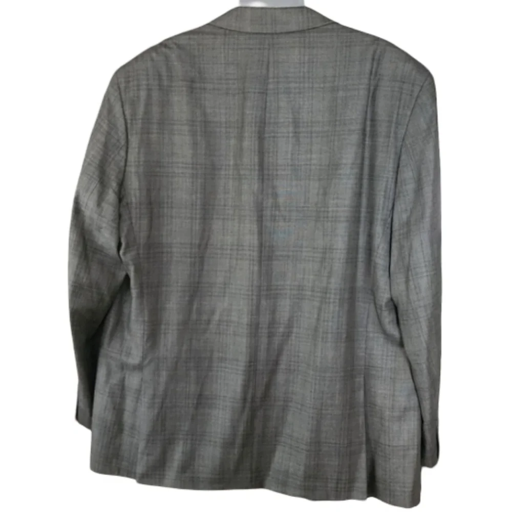 Joseph Abboud 50L‎ Gray Plaid Silk Wool Sport Coat Blazer Mens 2 Button